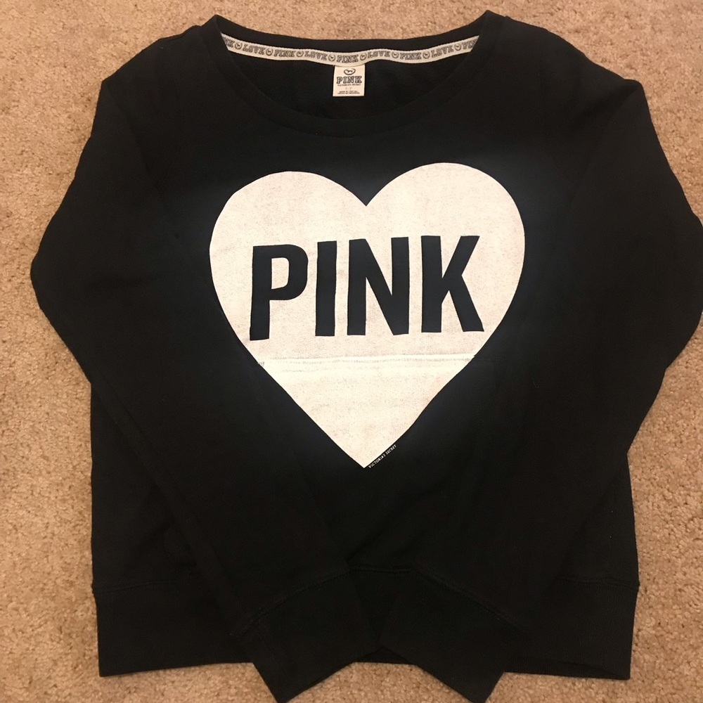 SOLD PINK Victoria’s Secret SOLD Crew Neck Black Sweater